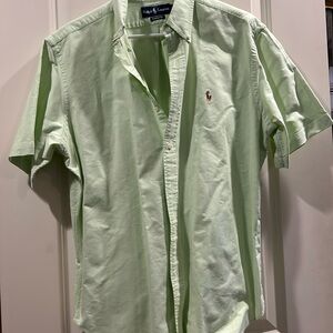 Ralph Lauren Button Down Shirt Classic Fit short sleeves size L lime green